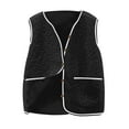thumbnail image 2 of Fanxing Women's Fuzzy Fleece Vest Trendy Button Down Sleeveless Sherpa Jacket Stand Collar Winter Coat Outerwear with Pockets Black S, 2 of 5