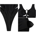thumbnail image 3 of Hilor Women's Sexy High Cut One Piece Swimsuit Cutout Thong Monokini Bathing Suit Lace Up Bikini Swimwear, 3 of 8