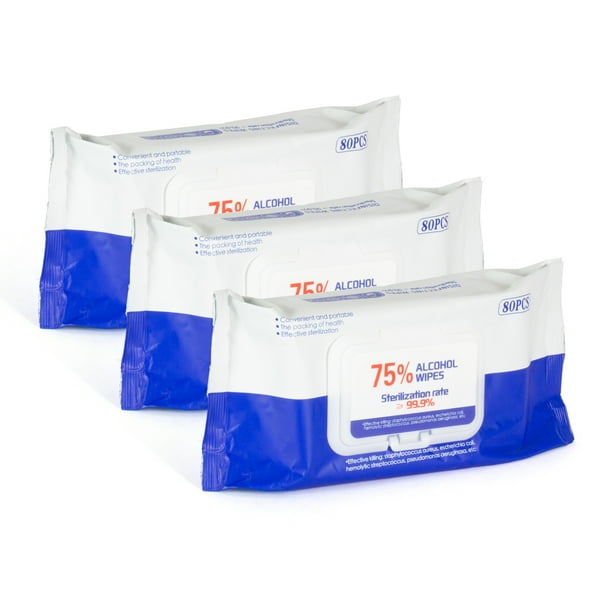 75 Alcohol Disinfectant Wet Wipes (80 Count, 3Pack)