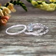thumbnail image 2 of 2.50 Carat 3Pcs Wedding Ring Set Aquamarine Engagement Ring 6mm Round Cut Art Deco 10k White Gold, 2 of 5