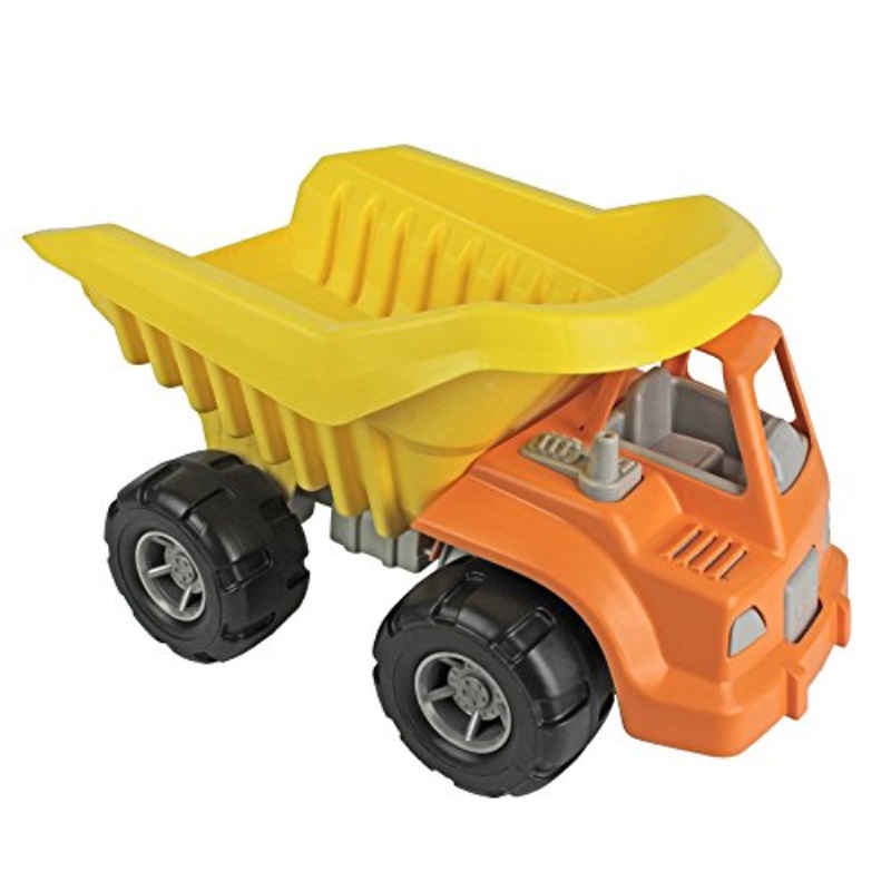 TimMee Big Plastic Dump Truck Orange Cab and Yellow Dump 15in USA Made