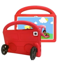 SaniMore Case for Samsung Galaxy Tab A8 10.5" 2022 SM-X200/X205, Galaxy Tab A8 10.5" Case for Boys Girls Car Wheel Design, Shockproof Light Weight Handle Stand Protective Cover Child, Red