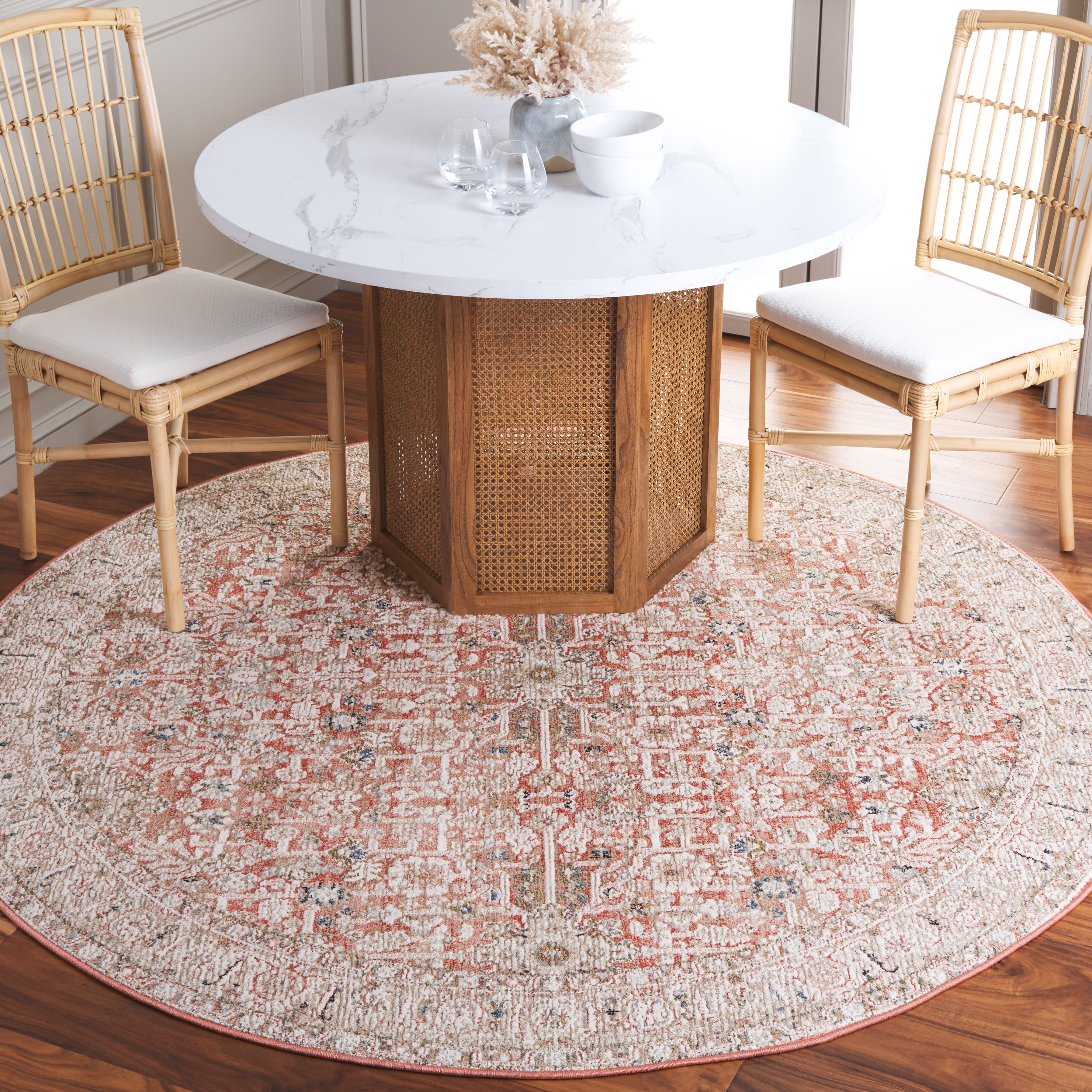 SAFAVIEH Vivaldi Roberta Abstract Area Rug, Rust/Ivory, 6'7" x 6'7" Round