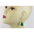 thumbnail image 3 of 14k Gold Filled Onyx Earrings Green Faceted Pointed Triangular Shape Large Drops Triangle Dangles Designed for Adult Women, 3 of 5