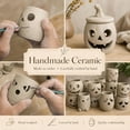thumbnail image 5 of Cozy Monster Tealight Lantern, Handmade Ceramic Halloween Candle Holder, Cute Spooky Tea Light Holder for Tabletop Mantel Shelf Cottagecore Spooky Halloween Decorations Home Decor Gift, 5 of 7