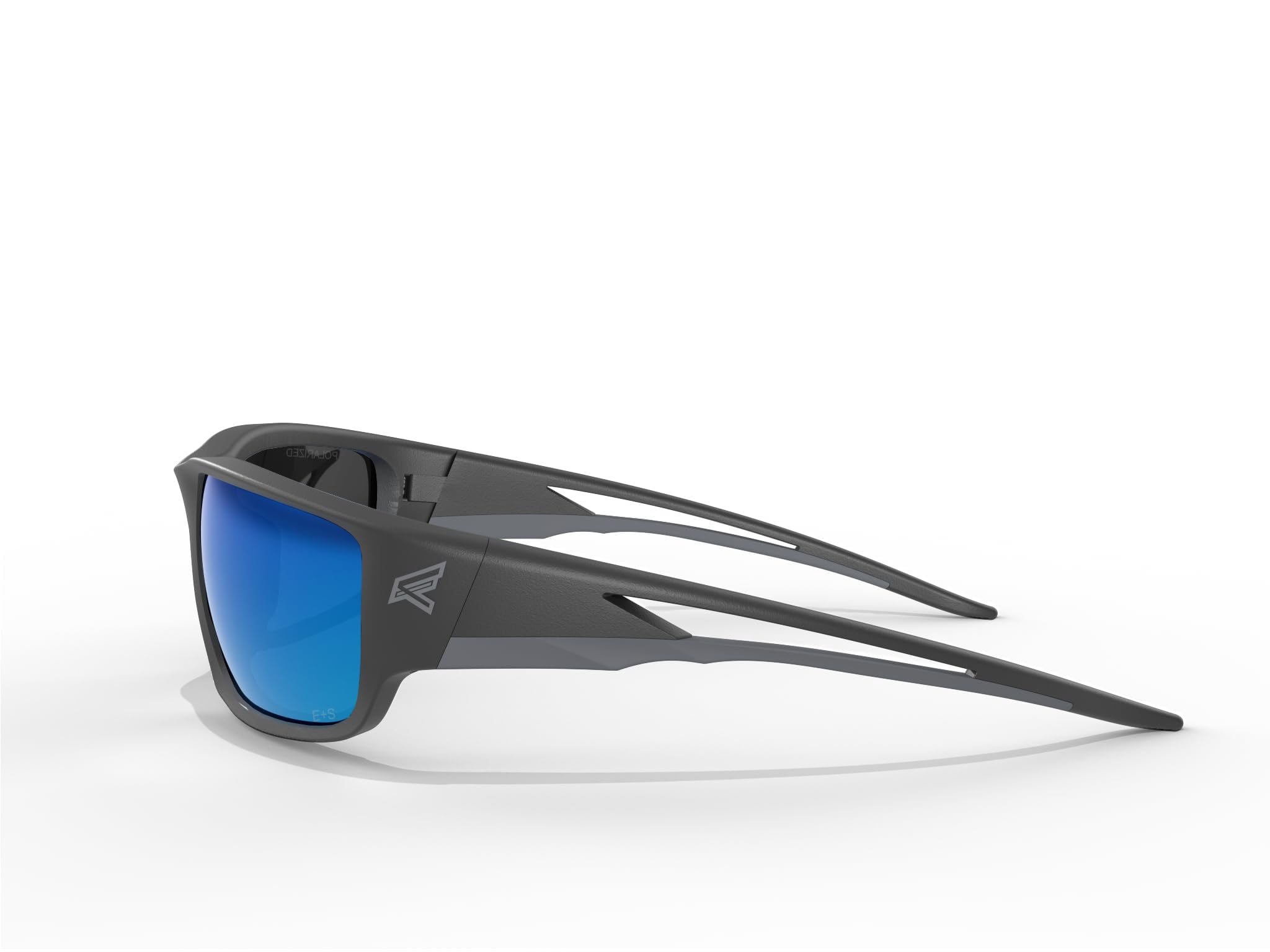 EDGE Kazbek Polarized Wrap-Around Safety Glasses, Anti-Scratch, Non-Slip, UV 400, Military Grade, ANSI/ISEA & MCEPS Compliant, 5.04" Wide (Black Frame/Aqua Precision Blue Mirror Lens)