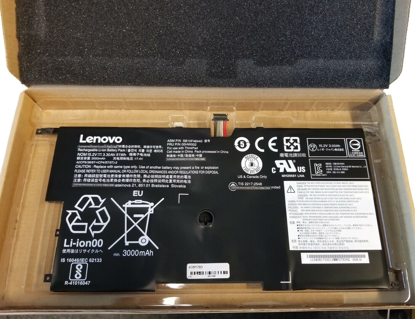 NEW Genuine Battery Lenovo ThinkPad X1 Carbon Gen 2 14 45N1701 45N1702