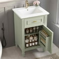 thumbnail image 3 of MAYEERTY 20-Inch Bathroom Vanity with Sink, Solid Wood Legs Adjustable Shelf Tilt-Out Drawer Zinc Alloy Knobs, Modern Freestanding Small Bathroom, Green, 3 of 6