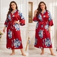 thumbnail image 4 of AMITOFO Women's Long Silky Kimono Robe Lightweight Floral Satin Bathrobe, Pink, One Size, 4 of 10
