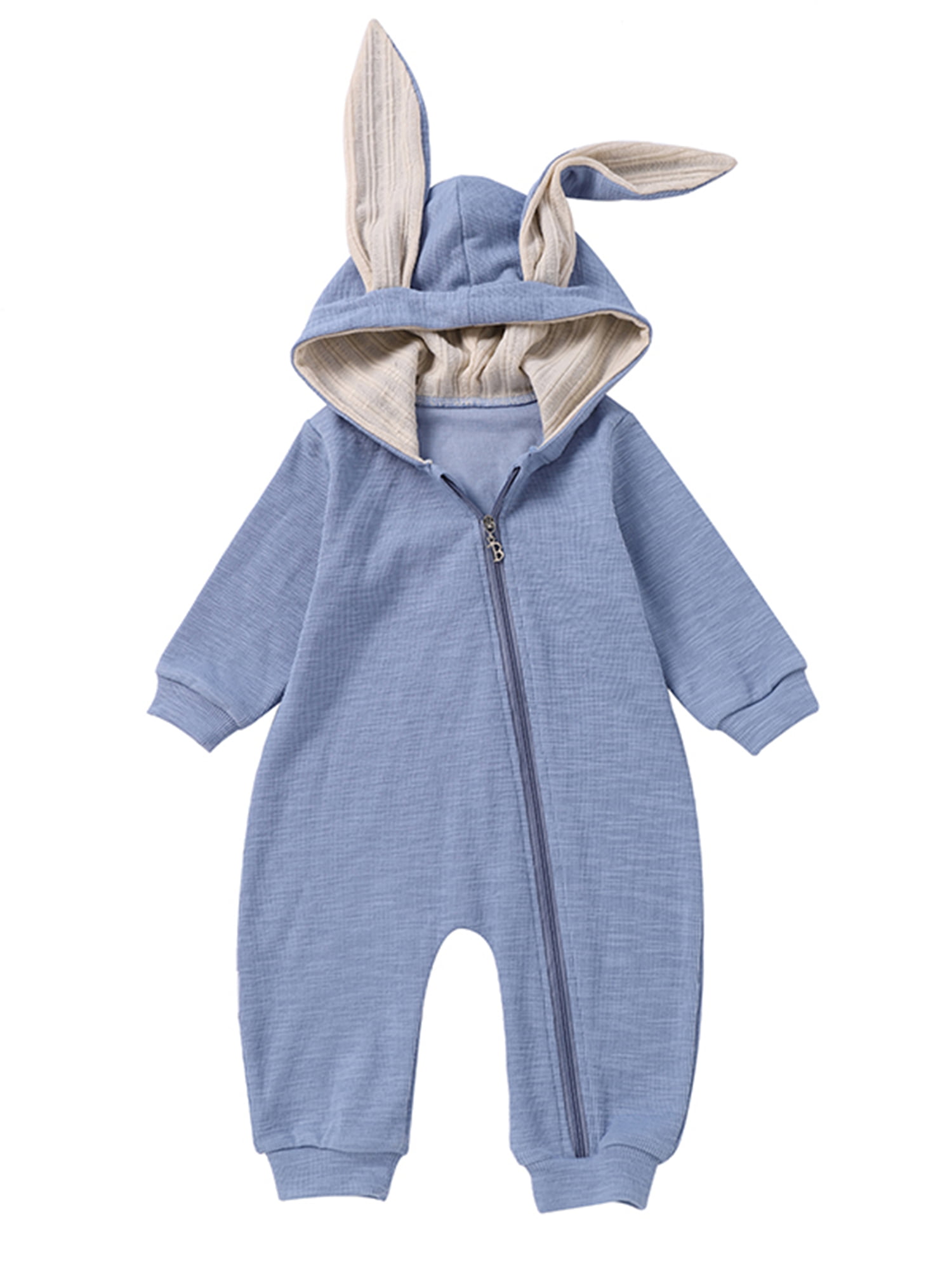 Bunny Ears Hoodie Long Sleeve Jumpsuit Kids Overall Romper Toddler Girl Clothing Unisex Kids Clothing Footies & Rompers 