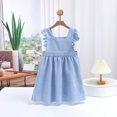 thumbnail image 2 of LLYWEY Baby Girls Ruffle Dresses, Toddler Kids Sleeveless Striped Print Princess Dresses Summer Casual Party Backless Sundress, Style BY-70, Blue, 3-4T, 2 of 3