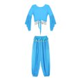 thumbnail image 4 of Alvivi Belly Dancer Costume for Women  Dance Crop Top with Lantern Pants Arabian Princess Set Sky Blue 3XL, 4 of 7