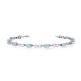 thumbnail image 1 of 10K White Gold Oval Aquamarine and Diamond Link Bracelet, 1 of 3