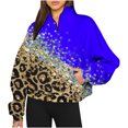 thumbnail image 1 of 2023 Chandail en Molleton Mode pour Femmes 50 % de Réduction Liquidation Chandails en Molleton Décontractés Sans Capuche Mode Manches Longues Imprimé Demi-Zip Col à Capuche Blouse, 1 of 4