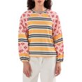 thumbnail image 1 of SUNSIOM Chandails Amples pour Femmes à Rayures Contrastées Imprimé Floral Manches Longues Pulls Décontractés Printemps Automne, 1 of 6