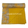 thumbnail image 2 of Vintage Floral Kantha Quilt, Yellow Cotton Bedspread with White Stitched Pattern, Kantha Gudri ( Single 60" x 90" ), 2 of 5