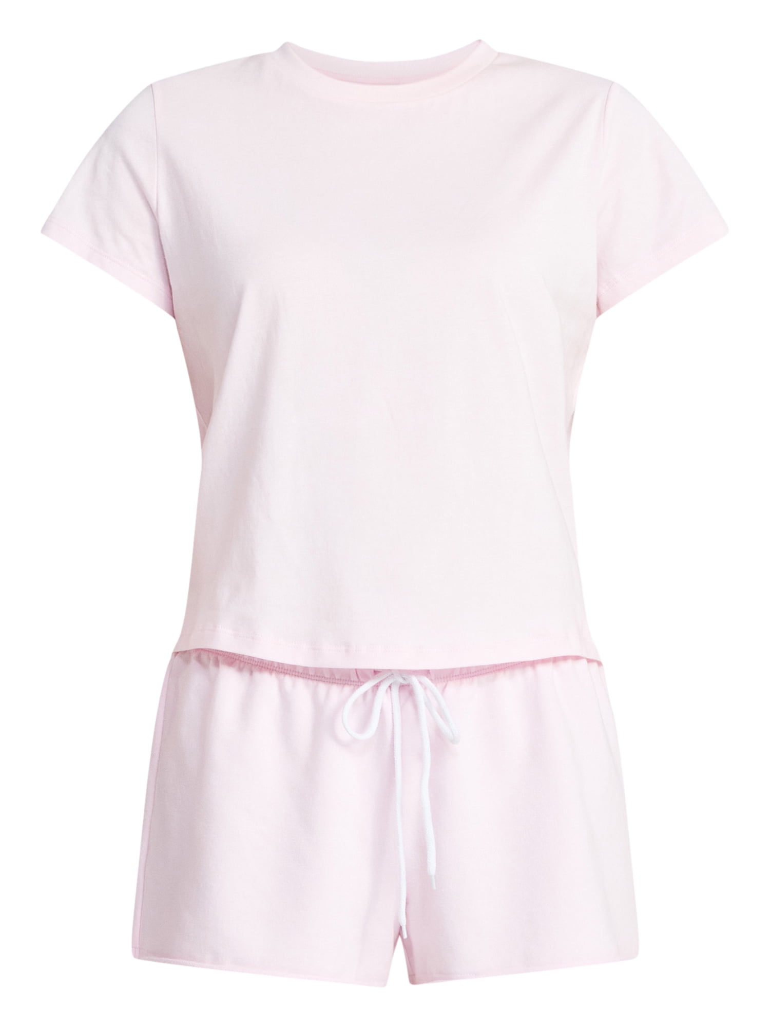 No Boundaries Cozy Sleep Tee and Shorts Set, 2-Piece, Women’s XXS-3X