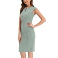 thumbnail image 4 of INSPIRE CHIC Women's Sheath Dress Pencil Work Sleeveless Professional Office Dresses XS Light Green, 4 of 6