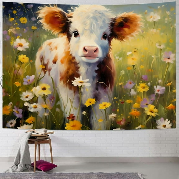 JRXY Cute Highland Cow Wall Art Tapestry Tapestry Wall Hanging 40x60inch