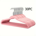 thumbnail image 6 of EasyPAG Velvet Hangers 30 Pack for Babies, Non-Slip Clothes Hangers, Suit Hangers with Shoulder Notches, Pants Bar, 360° Swivel Hook, Space-Saving, for Closet, Pink, 6 of 10