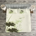 thumbnail image 3 of Ambesonne Green Quilted Bedspread Set 3 Pcs, Flowers Leaves Dragonfly, Queen Size, Pale Green Dark Green, 3 of 3