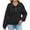 Black, variant on Mlzmgr Womens Hoodies V Neck Drawstring Pullover Fall Solid Color Loose Comfy Sweatshirts Blouse