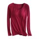 thumbnail image 2 of Pijama de manga larga para mujer, ropa de casa de color con almohadillas para el pecho, camiseta de manga larga, cómoda base para uso externo, pijama de modal de cuello redondo para mujer., 2 of 5