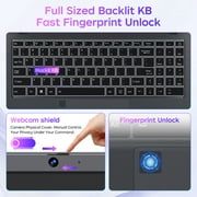 RNRUO 15.6 Laptop Computer, 12GB DDR5 512G SSD, Intel N95 Quad-Core, Fingerprint Backlit KB, 1080 FHD Display Office 2024 WiFi 6 BT5.3, Windows 11 for Student, Business, Home Office