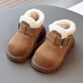 thumbnail image 2 of Kids Fuzzy Snow Boots Casual Round Toe Boys Girls Hook and Loop Winter Booties Platform Antislip Warm Ankle Boots 12 Little Kid Coffee, 2 of 8