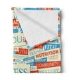 thumbnail image 2 of Fitness Soft Flannel Fleece Throw Blanket, Collage of Words Physical Activity Healthiness Nutrition Bodycare Theme, Cozy Plush for Indoor and Outdoor Use, 50" x 70", Sky Blue White Red, by Ambesonne, 2 of 5