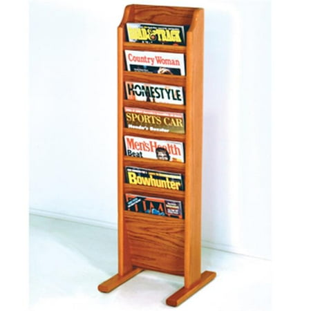 Wooden Mallet MR7-FSMO Cascade Free Standing 7 Pocket Magazine Rack in Medium Oak