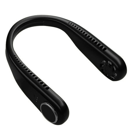 

HZEWLS Leafless Silent Air Cooling Hanging Neck Fan for Sports Travel (Black)