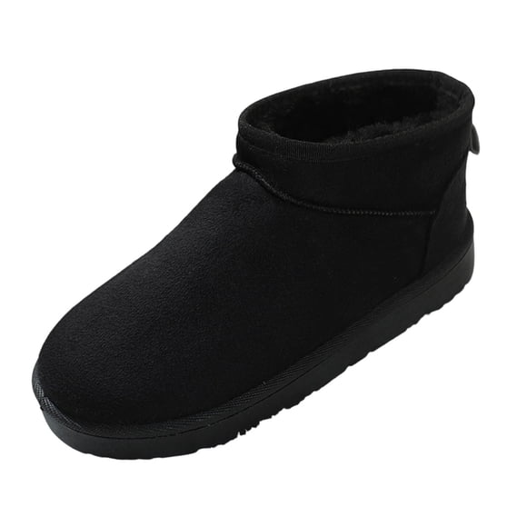 Xfvqtps Womens Winter Snow Boots Fleece Lined Ankle Boots Casual Slip on Shoes Warm Non Slip Sole Round Toe Flat Shoes for Women Outdoor Indoor Black