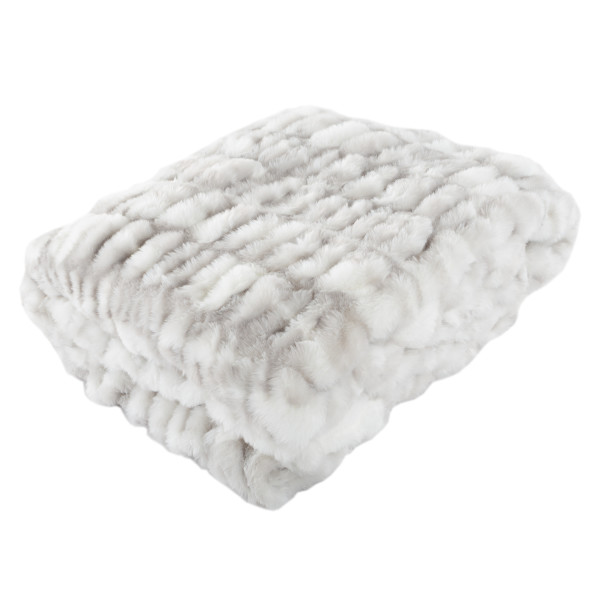Oversized Ruched Faux Fur Blanket 60x80Inch Jacquard Faux Fur Queen