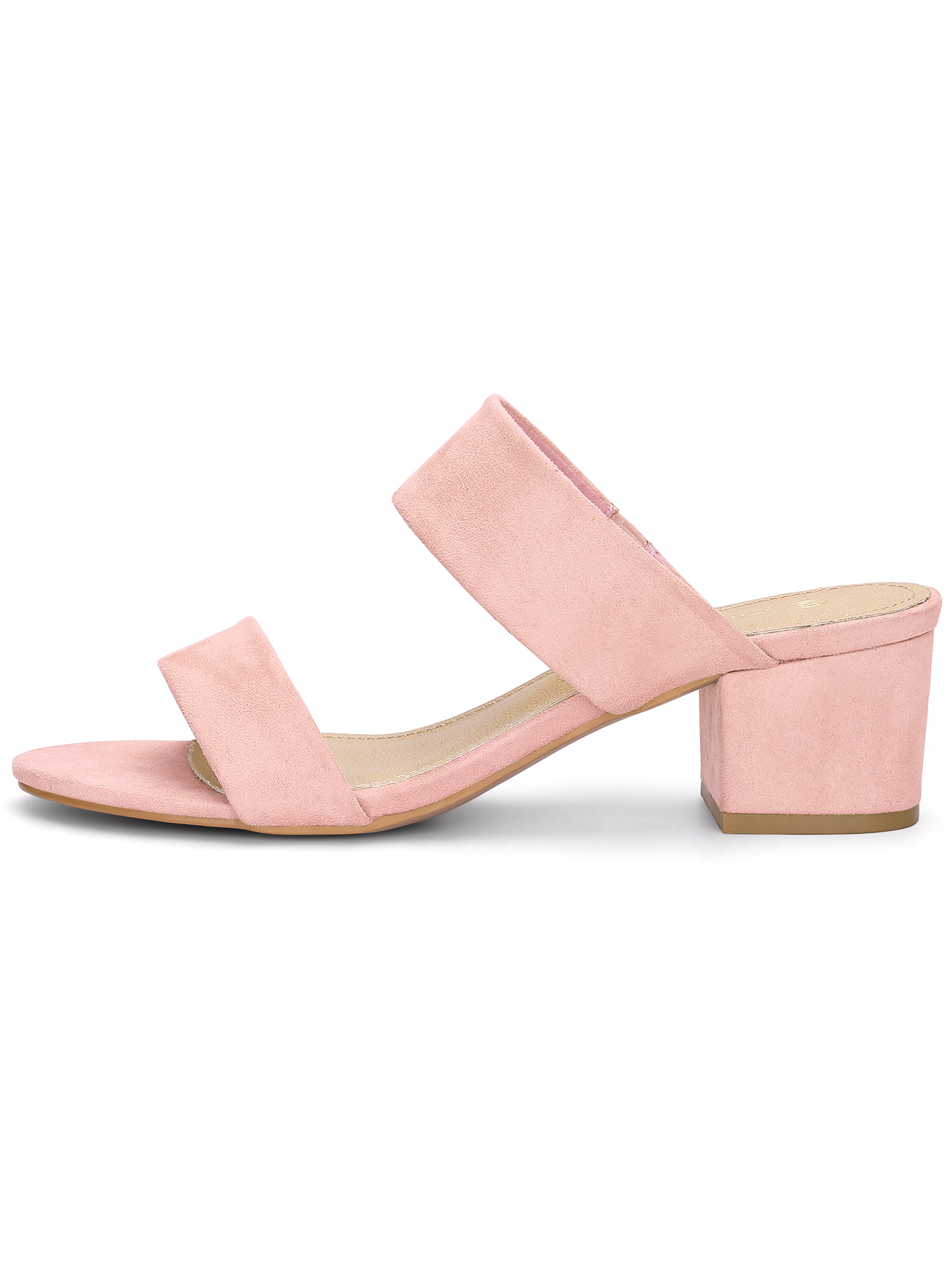 DARING DIVA Stylish Women's Block Heel Dual Straps Slide Sandals 9 Light Pink