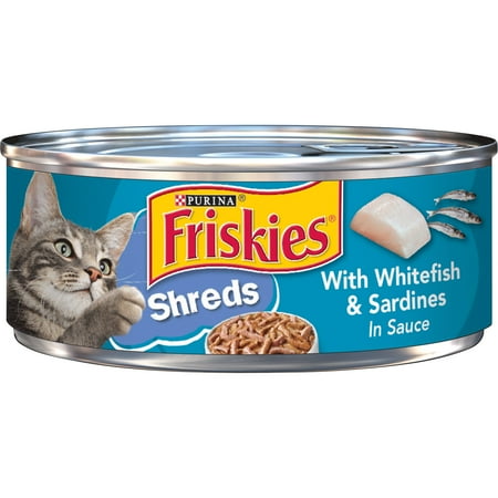 UPC: 0050000579914 | Purina Friskies Shreds Gravy Wet Cat Food  Soft Whitefish & Sardines 5.5 oz Cans (24 Pack)