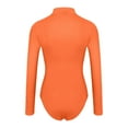 thumbnail image 6 of Women's Mock Turtle Neck Long Sleeve Tops Bodysuit Jumpsuit, Long Sleeve Turtleneck Tight Tights Women's Jumpsuit Orange, 6 of 7