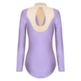 thumbnail image 4 of Nyeemya Women Sheer Mesh Long Sleeve Bodysuit Shiny Rhinestone Ballet Dance Gymnastics Leotard Light Purple L, 4 of 6