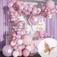 thumbnail image 1 of Decoraciones De Baby Shower Para Niña 140 Piezas Guirnalda De Globos Rosas Pegatinas De Mariposa 18 En 12 En 10 En 5 En Lila Púrpura Cromo Globo De Confeti De Oro Rosa, 1 of 5
