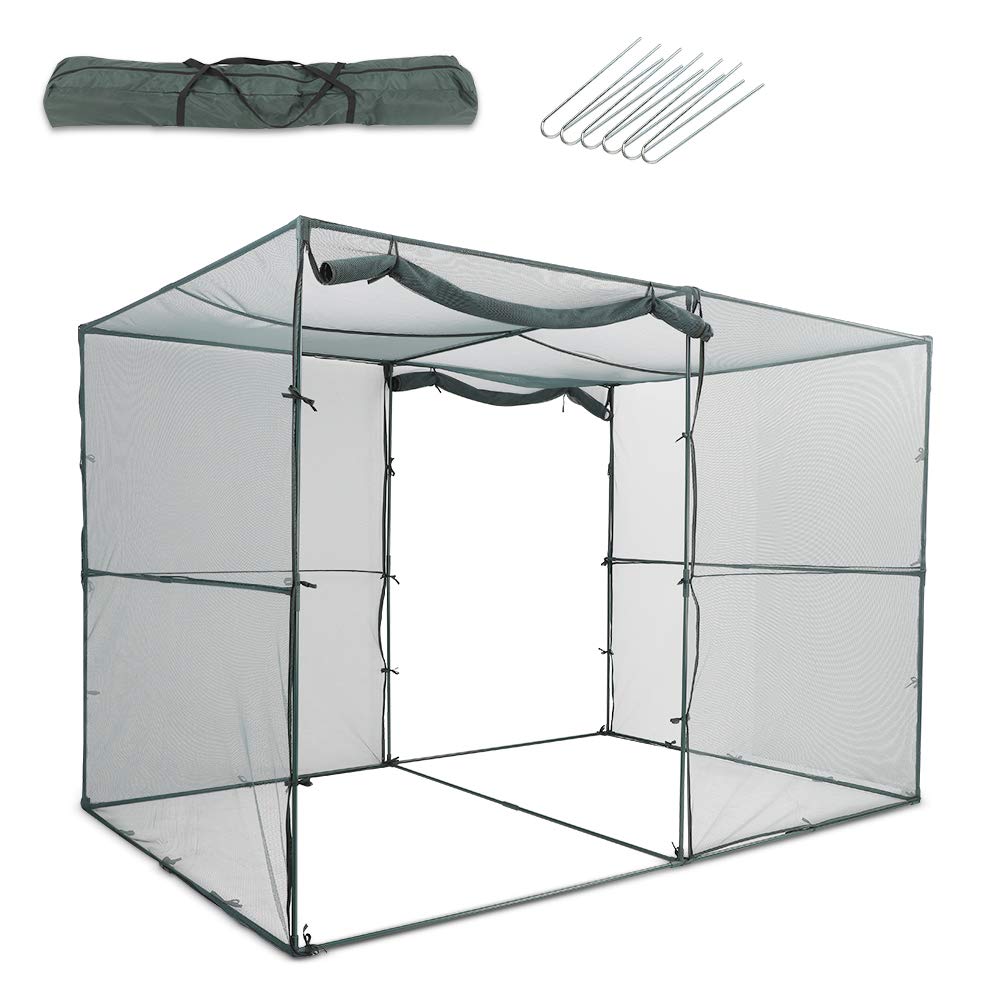 GROWNEER Crop Cage Plant Protector 10x6.5 Feet with 6 Staples, Green for Garden, Yard, Lawn