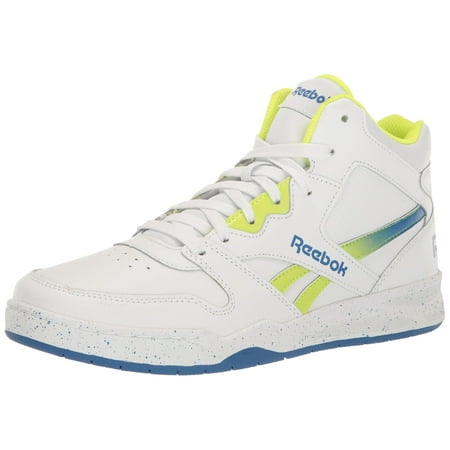 Reebok Unisex BB4500 Court Sneaker, FTWR White/Acid Yellow/Vector Blue, 13 Little Kid
