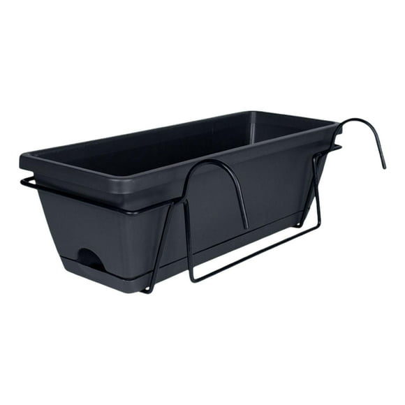 jinwen Balcony Railing Planter Flower Pot Vegetables Growing Container Window Box Planter Plant Basket for Farmhouse Patio Yard Deck dark gray