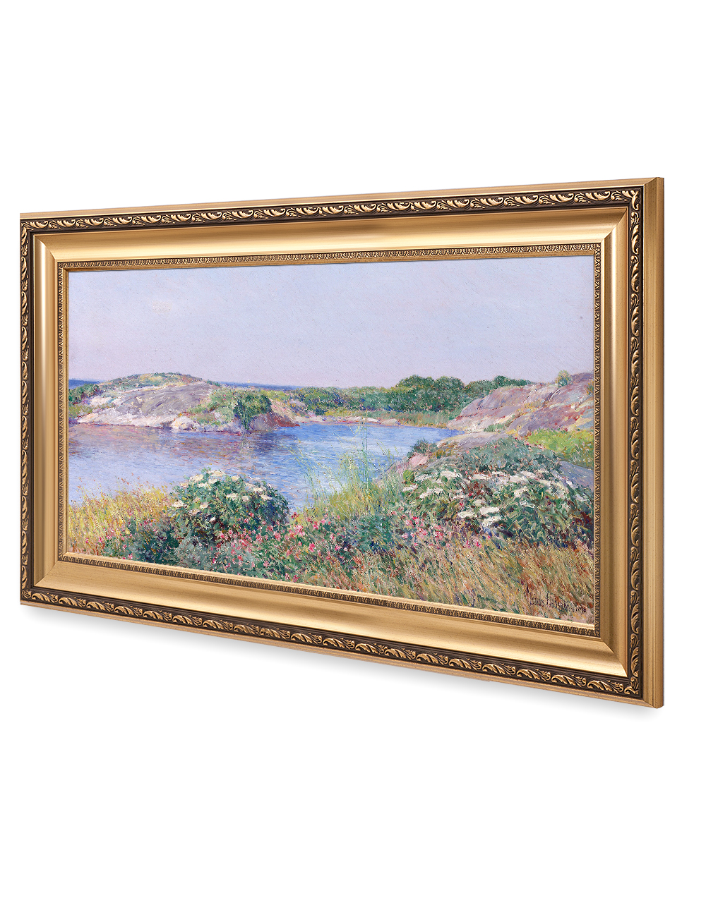 DECORARTS The Little Pond, Appledore by Childe Hassam, Giclee Print on  Canvas. Ready to Hang Framed Wall Art for Home and Office Decor. Total Size  w/ Frame: 36x22