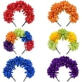 thumbnail image 4 of Women's Daisy Flower Crown Headband, Artificial Floral Hair Hoop with Full Bloom Design, Lightweight Comfortable Headpiece for Wedding Party Photography Travel Orange, 4 of 4
