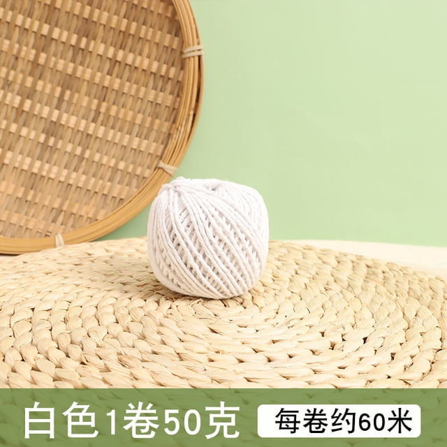 Xiao Hua Cordel, 1 rollo de 1,5 mm, para manualidades, exhibición de imágenes y adornos, cordel festivo para envolver regalos (cada uno de 229 pies), blanco
