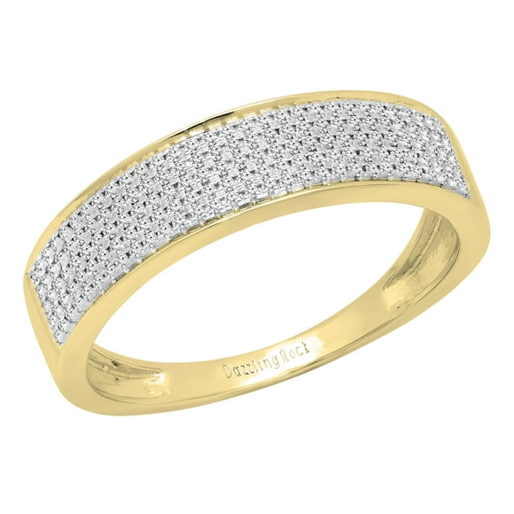 Dazzlingrock Collection 035 CT Round White Diamond Mens Wedding Band in 10K Yellow Gold, Size 10