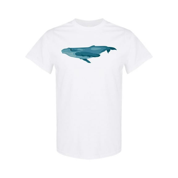 Blue Whale Swimming Design T-Shirt Men -Image by Shutterstock, Male 3X-Large