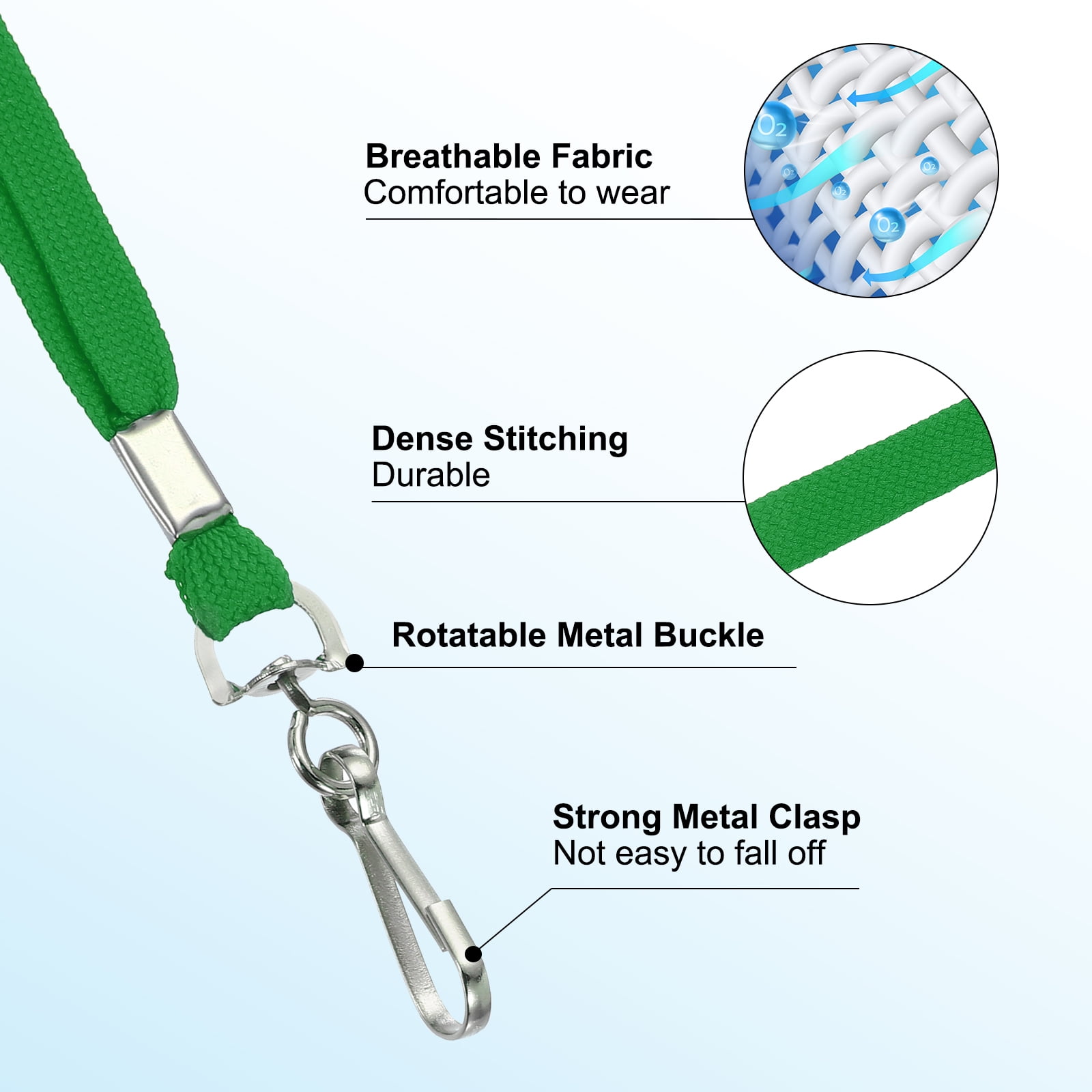 Uxcell Lanyards, 100 Pack Neck Lanyards Bulk with Swivel Hook Clip for ID Badges Holder, Keys, Office, Teachers, Green