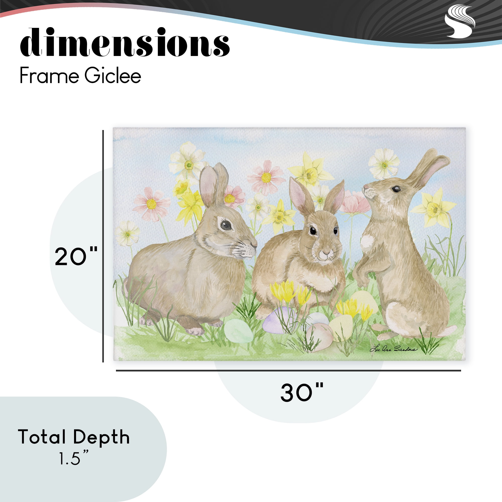 Three Bunnies In The Grass Canvas Wall Art, design by Lee Ann Sanders