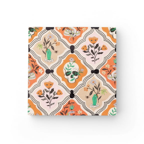 FLORAL HALLOWEEN SKULLS  SPIDERS DINNER NAPKINS